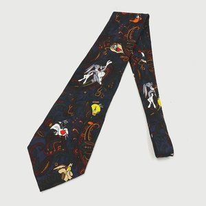 Vtg Looney Tunes Neck Tie Polyester Classic Wile E Coyote Bugs Bunny Tweety Bird
